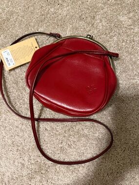 Patricia Nash Red Leather Kiss-Lock Crossbody Bag